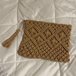 Tan Macramé Clutch